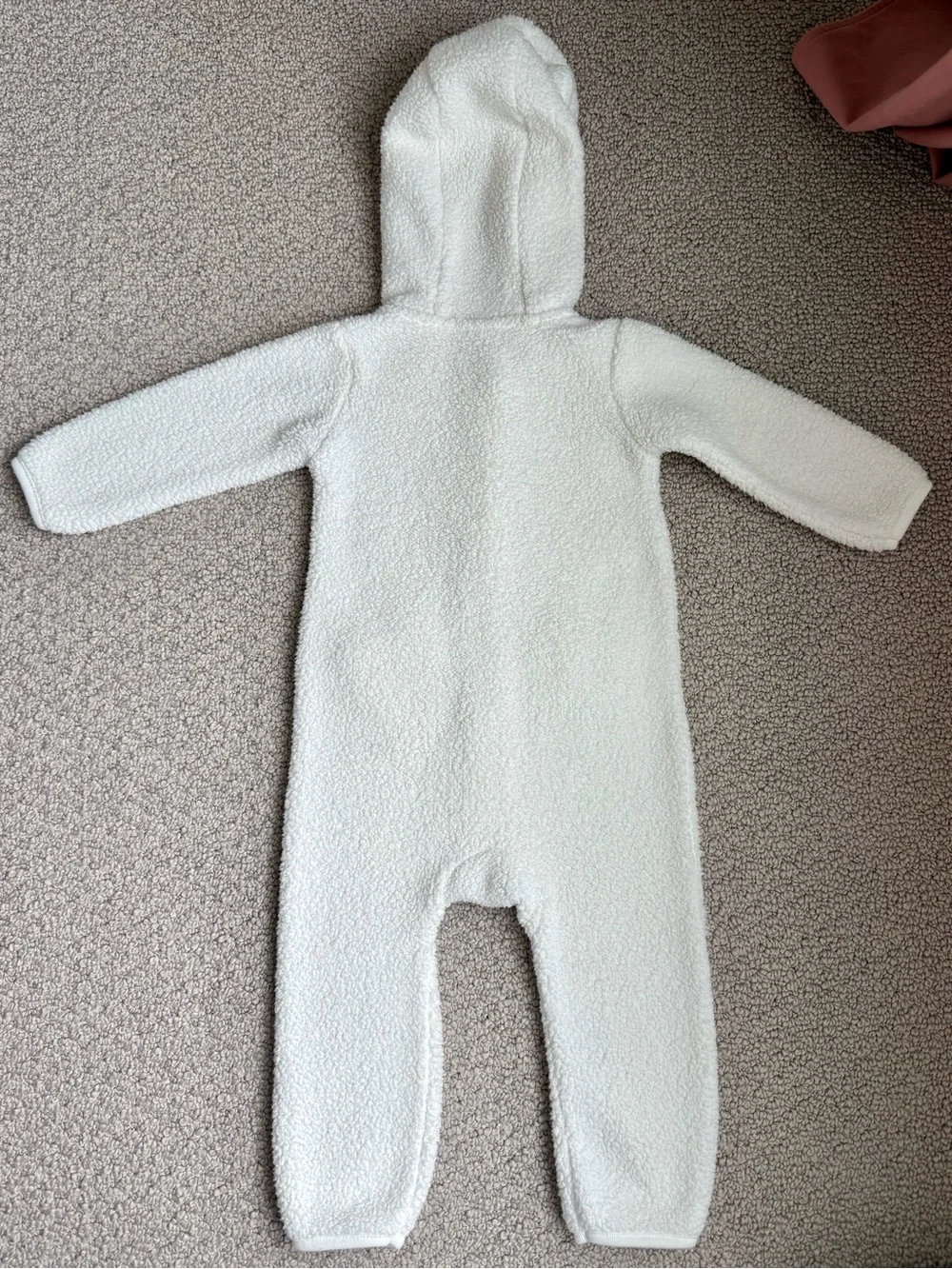 Cozy White Sherpa Hooded bunting One-Piece 12-18m